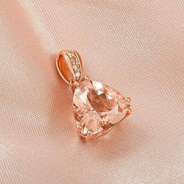 Shop Lc Luxoro AAA Marropino Morganite And G-H I2 Diamond Pendant Without Chain In 10K Rose Gold