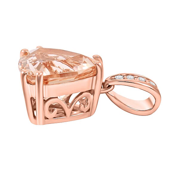 Shop Lc Luxoro AAA Marropino Morganite And G-H I2 Diamond Pendant Without Chain In 10K Rose Gold