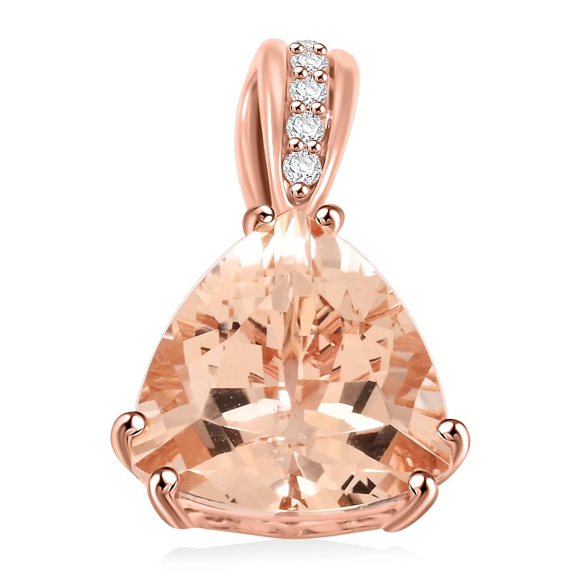 shop lc Luxoro AAA Marropino Morganite and G-H I2 Diamond Pendant without Chain in 10K Rose Gold