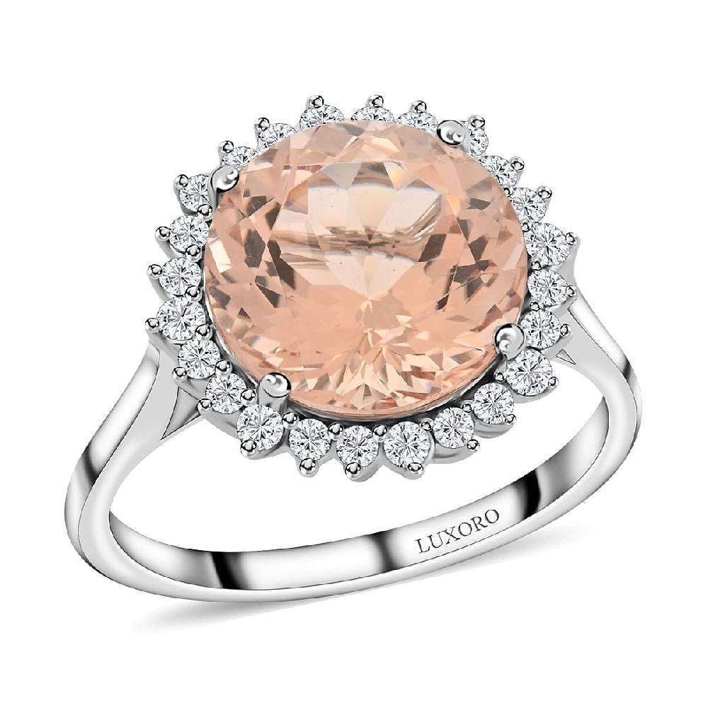 shop lc Luxoro AAA Marropino Morganite and G-H I2 Diamond 5.00 ctw Ring in 14K White Gold