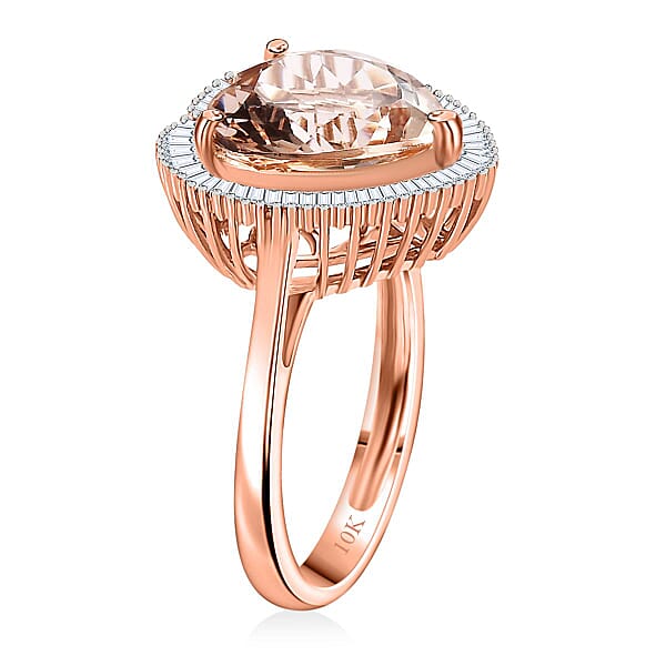Shop Lc Luxoro AAA Marropino Morganite Diamond G-H I2 3.33 Ctw Heart Ring In 10K Rose Gold (Size 9.0)