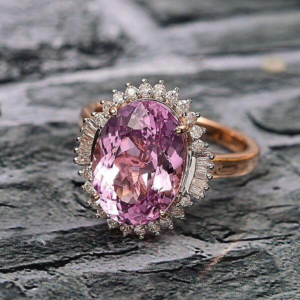 Shop Lc Luxoro AAA Martha Rocha Kunzite And G-H I2 Diamond 7.80 Ctw Twilight Blossom Ring In 10K Rose Gold