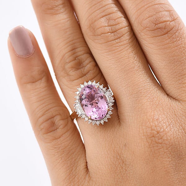 Shop Lc Luxoro AAA Martha Rocha Kunzite And G-H I2 Diamond 7.80 Ctw Twilight Blossom Ring In 10K Rose Gold