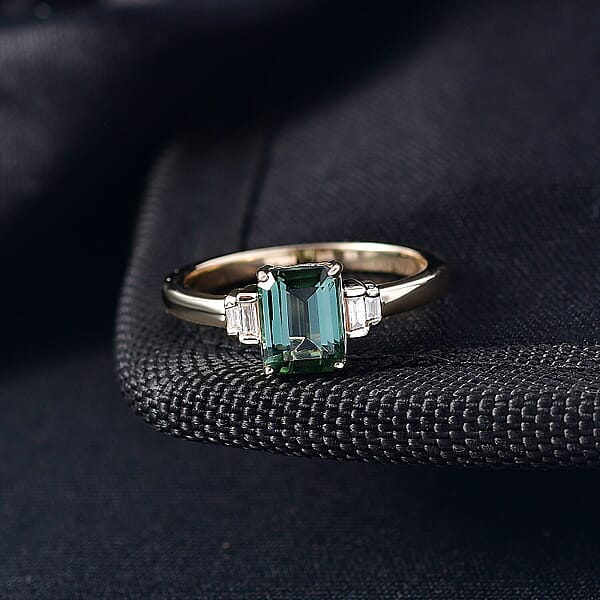 Shop Lc Luxoro AAA Mint Tourmaline And Diamond I2 1.75 Ctw Ring In 10K Yellow Gold