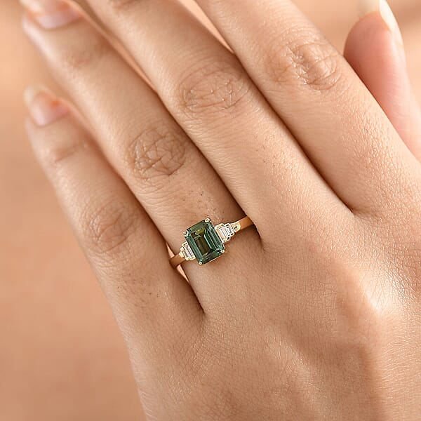 Shop Lc Luxoro AAA Mint Tourmaline And Diamond I2 1.75 Ctw Ring In 10K Yellow Gold