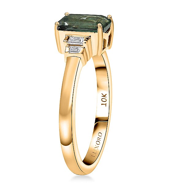 Shop Lc Luxoro AAA Mint Tourmaline And Diamond I2 1.75 Ctw Ring In 10K Yellow Gold