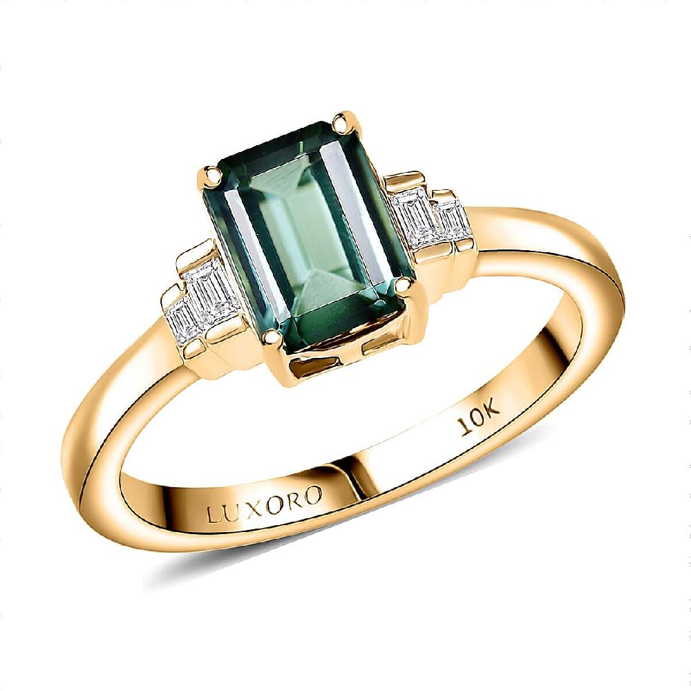 shop lc Luxoro AAA Mint Tourmaline and Diamond I2 1.75 ctw Ring in 10K Yellow Gold