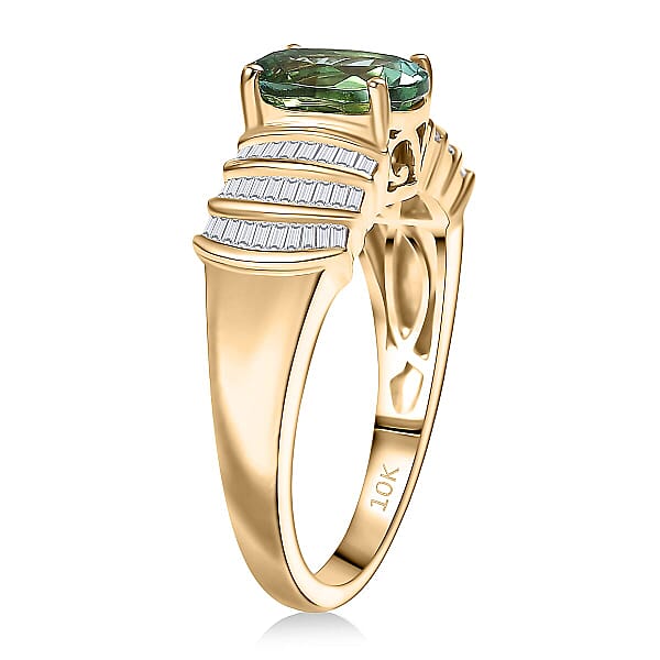 Shop Lc Luxoro AAA Mint Tourmaline And Diamond I2 2.10 Ctw Ring In 10K Yellow Gold