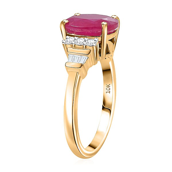 Shop Lc Luxoro AAA Montepuez Ruby And I1 Diamond 3.70 Ctw Ring In 10K Yellow Gold
