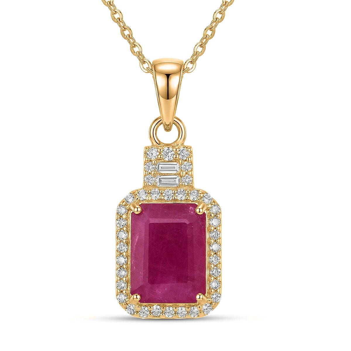 shop lc Luxoro AAA Montepuez Ruby Diamond Pendant Necklace in 10K Yellow Gold 2.50 ctw (18 Inches)