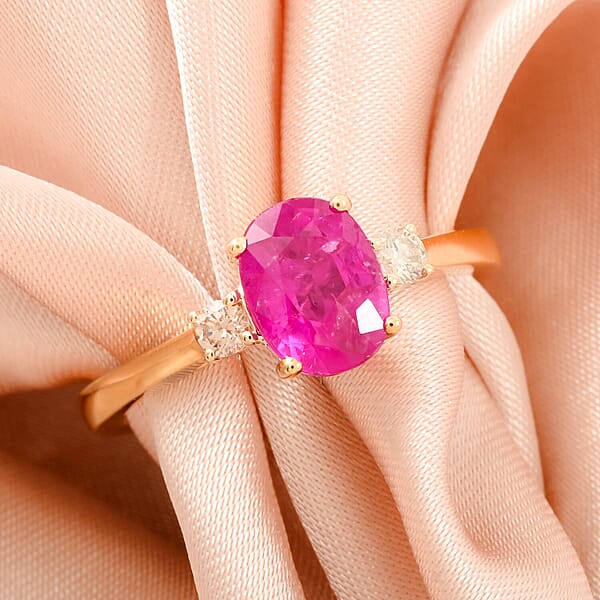 Shop Lc Luxoro AAA Montepuez Ruby Diamond Ring In 10K Yellow Gold 1.65 Ctw