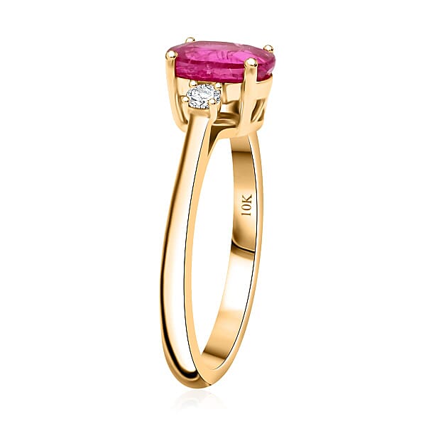 Shop Lc Luxoro AAA Montepuez Ruby Diamond Ring In 10K Yellow Gold 1.65 Ctw