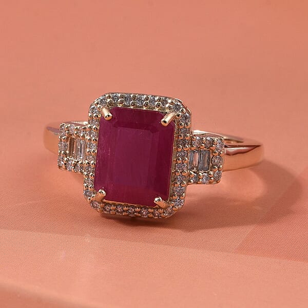 Shop Lc Luxoro AAA Montepuez Ruby Diamond Ring In 10K Yellow Gold 2.60 Ctw