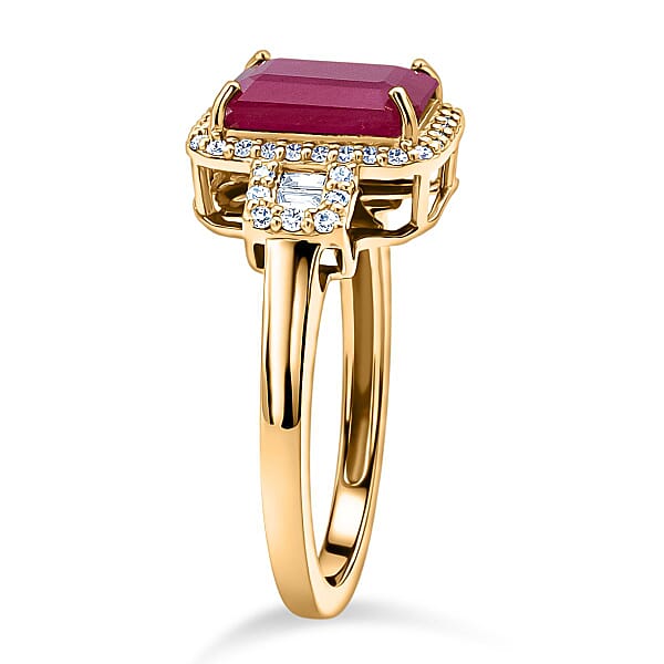 Shop Lc Luxoro AAA Montepuez Ruby Diamond Ring In 10K Yellow Gold 2.60 Ctw