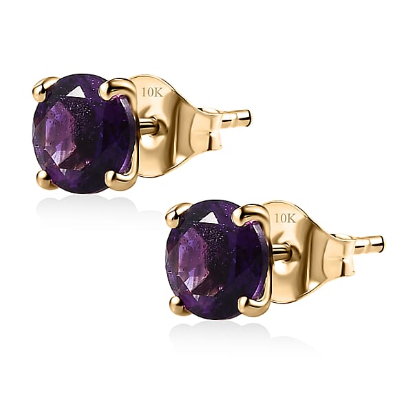 Shop Lc Luxoro AAA Moroccan Amethyst 1.60 Ctw Solitaire Stud Earrings In 10K Yellow Gold
