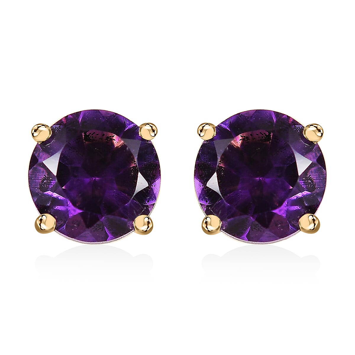 shop lc Luxoro AAA Moroccan Amethyst 1.60 ctw Solitaire Stud Earrings in 10K Yellow Gold
