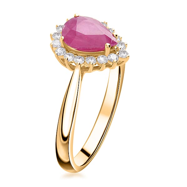 Shop Lc Luxoro AAA Mozambique Ruby And G-H I2 Diamond 1.38 Ctw Ring In 14K Yellow Gold (Del. In 10-15 Days)