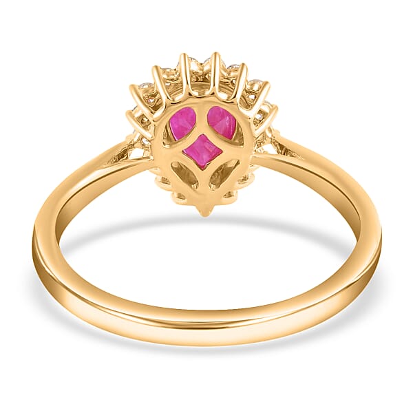 Shop Lc Luxoro AAA Mozambique Ruby And G-H I2 Diamond 1.38 Ctw Ring In 14K Yellow Gold (Del. In 10-15 Days)