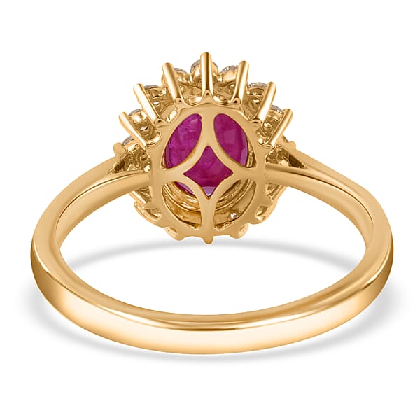 Shop Lc Luxoro AAA Mozambique Ruby And G-H I2 Diamond 1.79 Ctw Ring In 14K Yellow Gold (Del. In 10-15 Days)