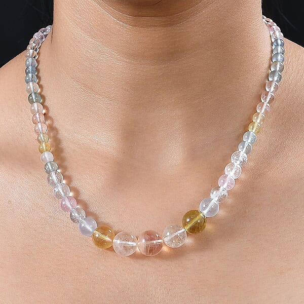 Shop Lc Luxoro AAA Multi Beryl 125.00 Ctw Beaded Graduated Necklace In 14K Yellow Gold 18-20 Inches