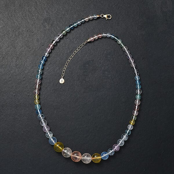 Shop Lc Luxoro AAA Multi Beryl 125.00 Ctw Beaded Graduated Necklace In 14K Yellow Gold 18-20 Inches