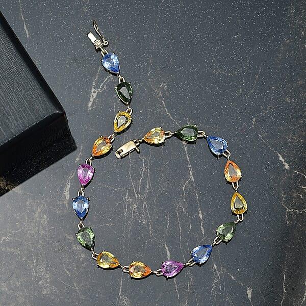 Shop Lc Luxoro AAA Multi Sapphire 13.00 Ctw Garden Of Light Bracelet In 10K Yellow Gold (7.25 In)