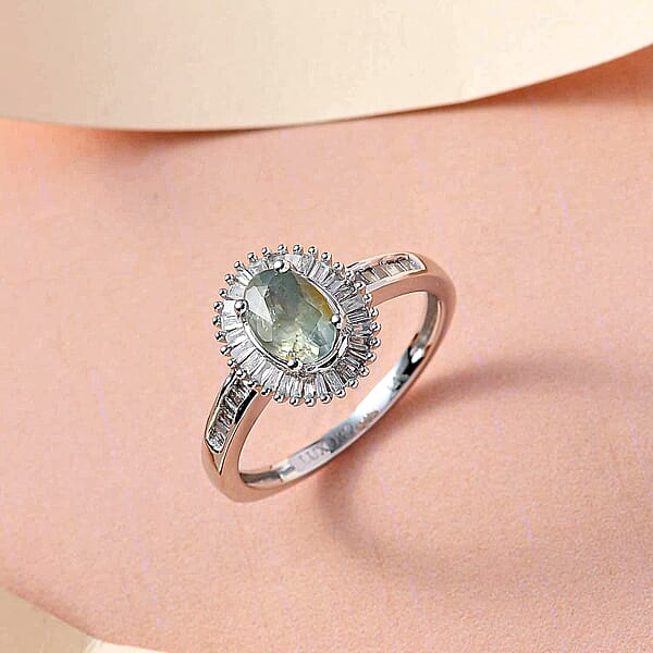 Shop Lc Luxoro AAA Narsipatnam Alexandrite And Diamond 1.25 Ctw Halo Ring In 14K White Gold
