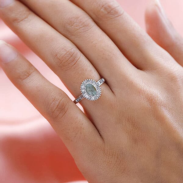 Shop Lc Luxoro AAA Narsipatnam Alexandrite And Diamond 1.25 Ctw Halo Ring In 14K White Gold
