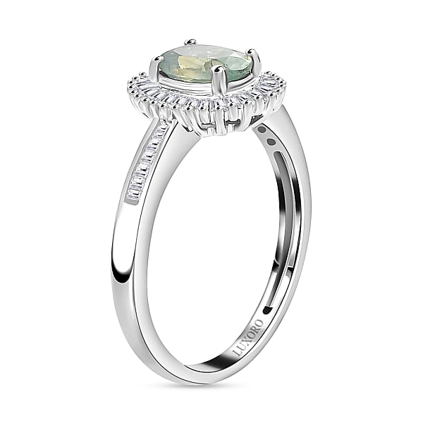 Shop Lc Luxoro AAA Narsipatnam Alexandrite And Diamond 1.25 Ctw Halo Ring In 14K White Gold