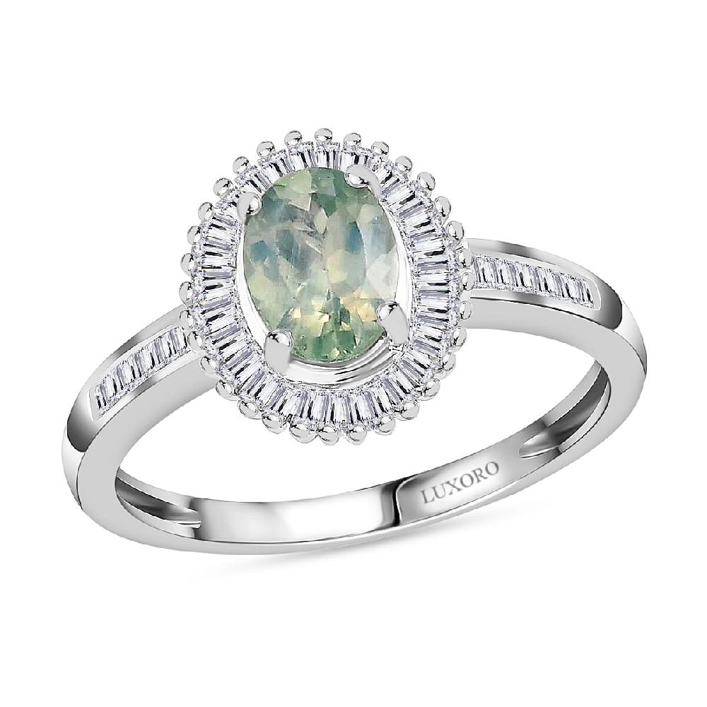 shop lc Luxoro AAA Narsipatnam Alexandrite and Diamond 1.25 ctw Halo Ring in 14K White Gold