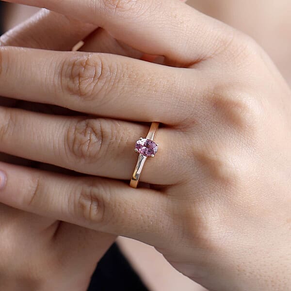 Shop Lc Luxoro AAA Narsipatnam Pink Spinel 0.80 Ctw Solitaire Ring In 10K Rose Gold