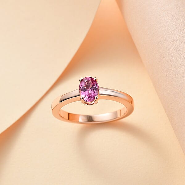 Shop Lc Luxoro AAA Narsipatnam Pink Spinel 0.80 Ctw Solitaire Ring In 10K Rose Gold