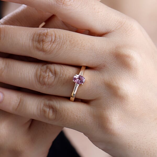 Shop Lc Luxoro AAA Narsipatnam Pink Spinel 0.80 Ctw Solitaire Ring In 10K Rose Gold