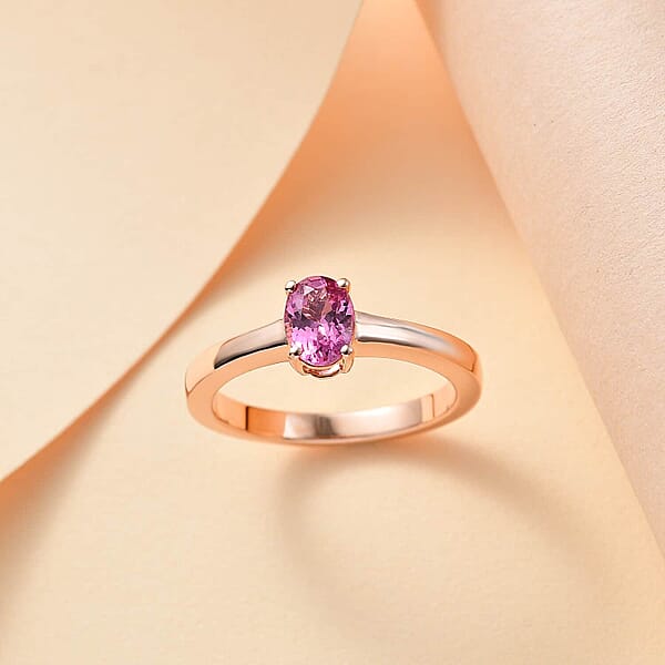 Shop Lc Luxoro AAA Narsipatnam Pink Spinel 0.80 Ctw Solitaire Ring In 10K Rose Gold