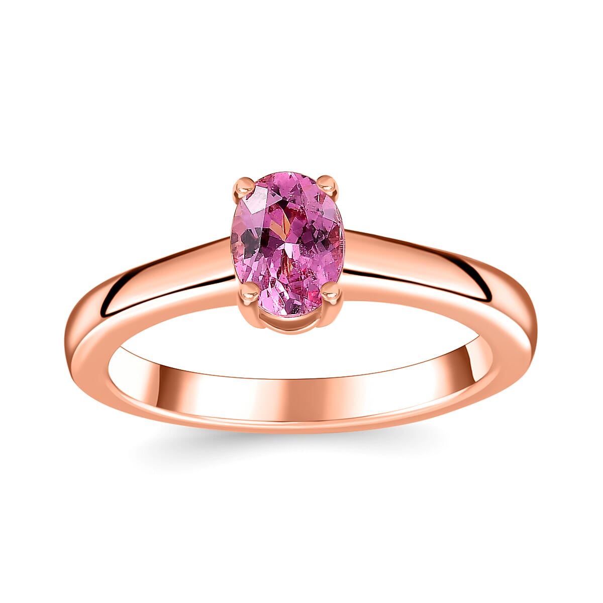 shop lc Luxoro AAA Narsipatnam Pink Spinel 0.80 ctw Solitaire Ring in 10K Rose Gold