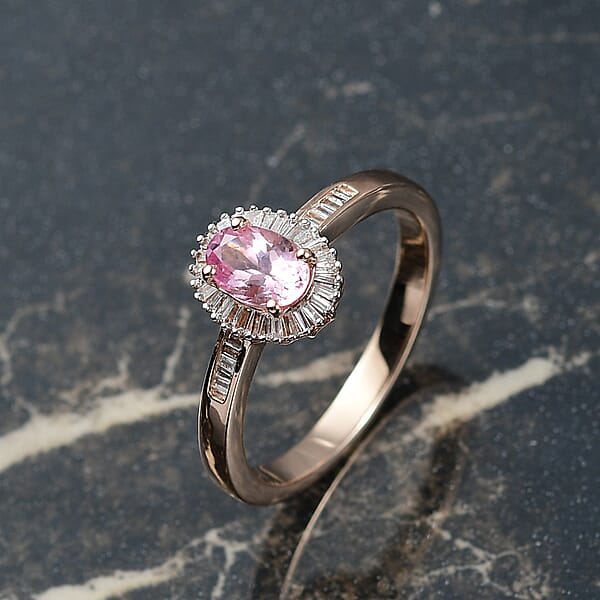 Shop Lc Luxoro AAA Narsipatnam Pink Spinel Diamond Ring In 10K Rose Gold 1.15 Ctw