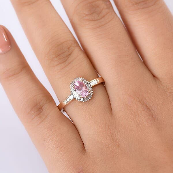 Shop Lc Luxoro AAA Narsipatnam Pink Spinel Diamond Ring In 10K Rose Gold 1.15 Ctw