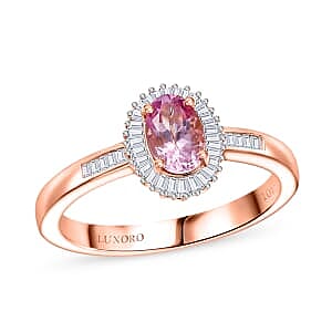 shop lc Luxoro AAA Narsipatnam Pink Spinel Diamond Ring in 10K Rose Gold 1.15 ctw