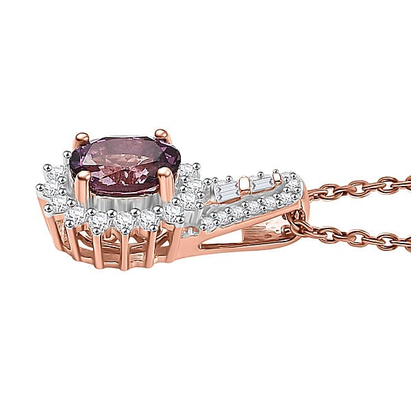 Shop Lc Luxoro AAA Narsipatnam Purple Spinel And G-H I2 Diamond 1.25 Ctw Sunburst Pendant Necklace In 10K Rose Gold 20 Inches