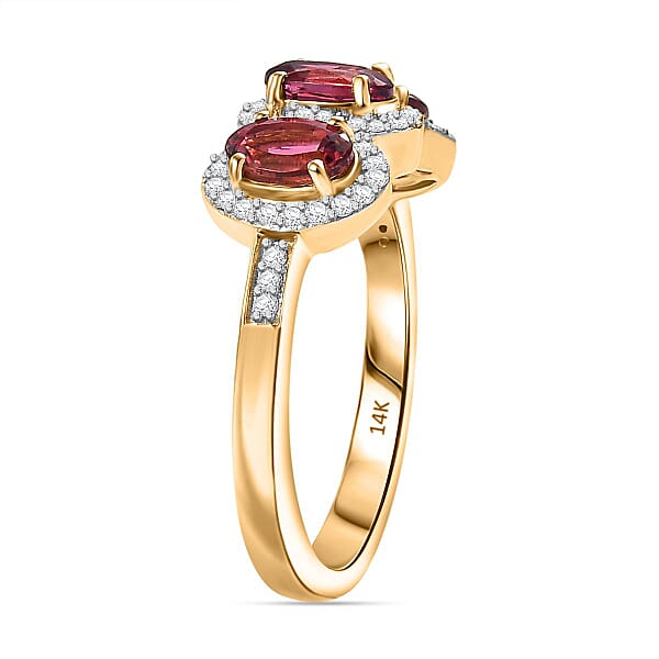 Shop Lc Luxoro AAA Ouro Fino Rubellite And Diamond I2 2.00 Ctw Ring In 14K Yellow Gold 4.04 Grams