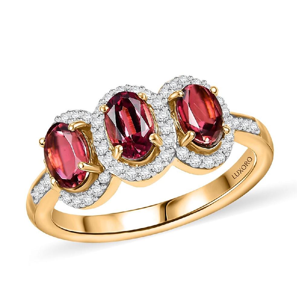 shop lc Luxoro AAA Ouro Fino Rubellite and Diamond I2 2.00 ctw Ring in 14K Yellow Gold 4.04 Grams