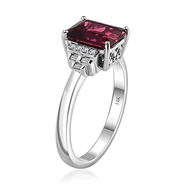 Shop Lc Luxoro AAA Ouro Fino Rubellite And G-H I2 Diamond 2.90 Ctw Ring In 14K White Gold