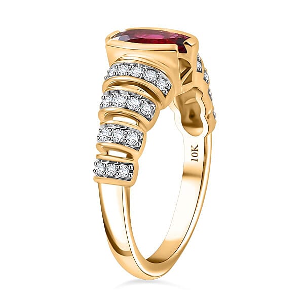 Shop Lc Luxoro AAA Ouro Fino Rubellite And G-H I2 Diamond 1.60 Ctw Ring In 10K Yellow Gold