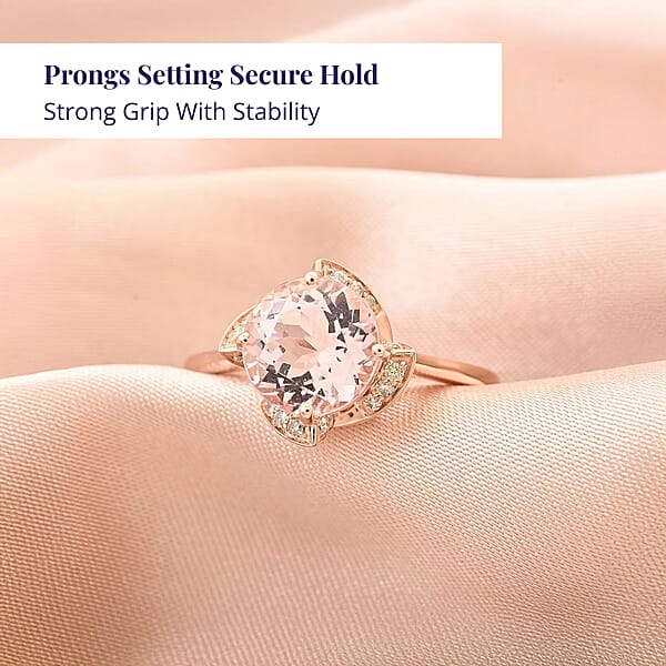 Shop Lc Luxoro AAA Palmeiras Pink Morganite And I2 Diamond 1.85 Ctw Ring In 14K Rose Gold