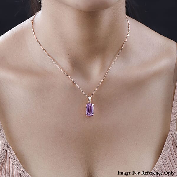 Shop Lc Luxoro AAA Patroke Kunzite 9.05 Ctw And G-H SI Diamond Pendant In 14K Rose Gold
