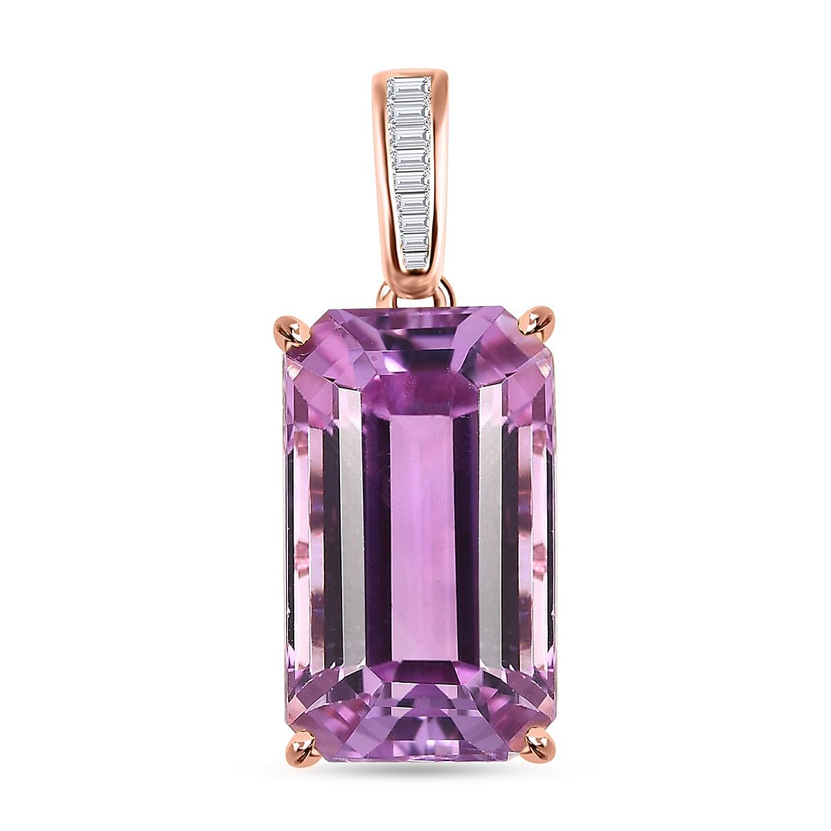 shop lc Luxoro AAA Patroke Kunzite 9.05 ctw and G-H SI Diamond Pendant in 14K Rose Gold