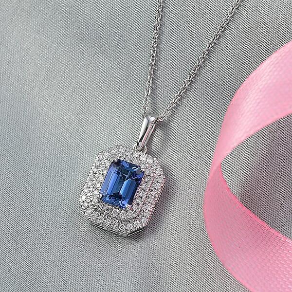 Shop Lc Luxoro AAA Peacock Tanzanite And Diamond I2 2.00 Ctw Twilight Grace Pendant Necklace In 10K White Gold 4.25 Grams 20 Inches