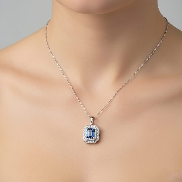 Shop Lc Luxoro AAA Peacock Tanzanite And Diamond I2 2.00 Ctw Twilight Grace Pendant Necklace In 10K White Gold 4.25 Grams 20 Inches