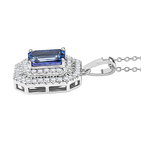Shop Lc Luxoro AAA Peacock Tanzanite And Diamond I2 2.00 Ctw Twilight Grace Pendant Necklace In 10K White Gold 4.25 Grams 20 Inches