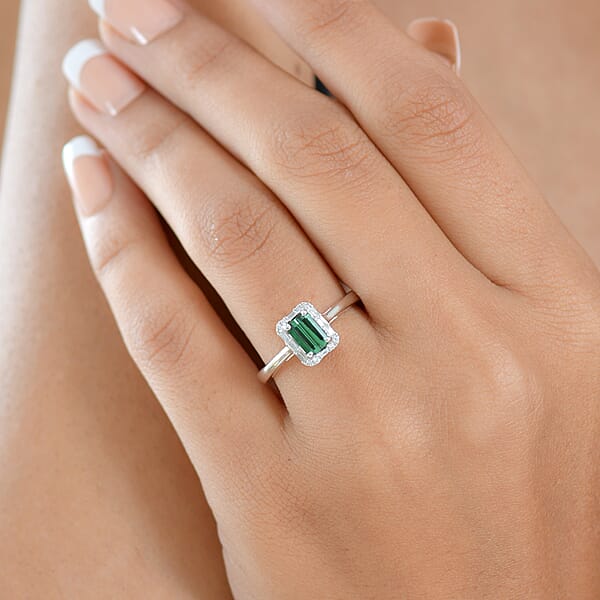 Shop Lc Luxoro AAA Pirineu Lagoon Tourmaline Diamond Ring In 10K White Gold 1.48 Ctw